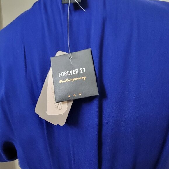 Forever 21 Size XS Indigo Blue Button Front Midi Dress, NEW with Tag - Picture 10 of 16